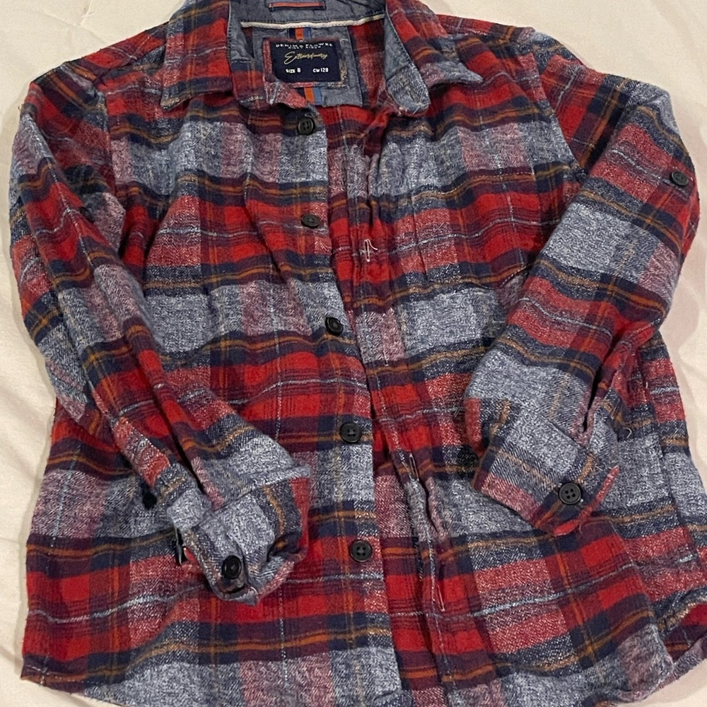 Denim & Flower Red and Blue Plaid Button Down Shirt sz8